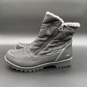 JBU Boots Womens 9.5 Black Snowbird Faux Fur Weather Ready Zip Ankle